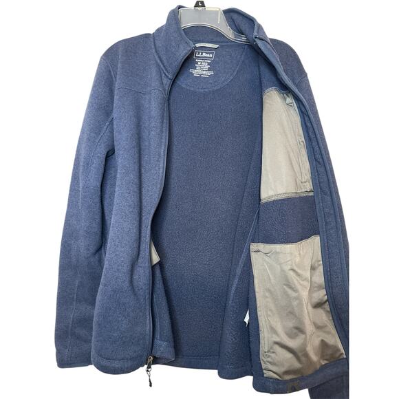 L.L.Bean Men's Med Reg Sweater Fleece Full-Zip Jacket Navy Blue 3-Pocket Fitted - Picture 4 of 5